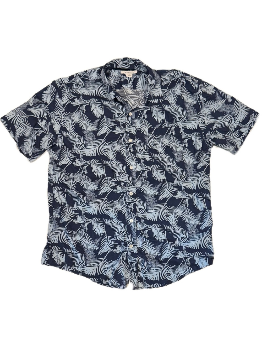 Amazon Essentials Men’s Size Medium Blue Tropical Button-Up Short Sleeve